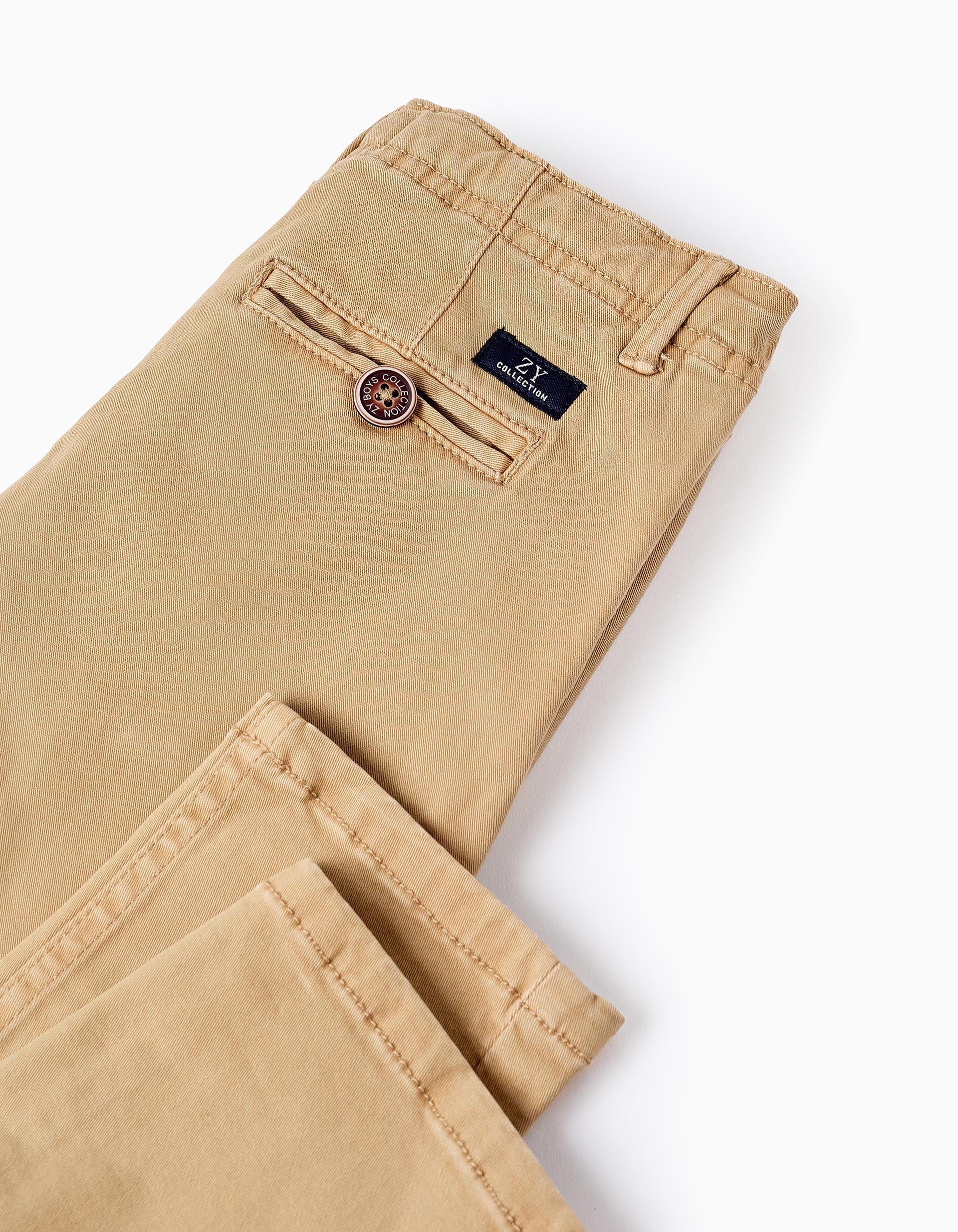 Twill Chino Trousers for Boys 'Slim', Camel