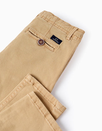 Pantalón Chino de Sarga para Niño 'Slim', Camel