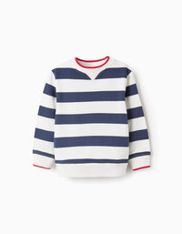 Sweat às Riscas para Menino, Azul/Branco