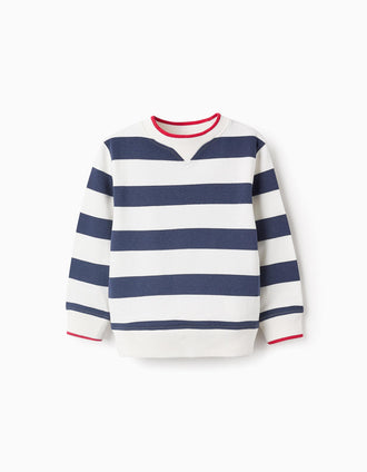 Sweat à Rayures pour Garçon, Bleu/Blanc