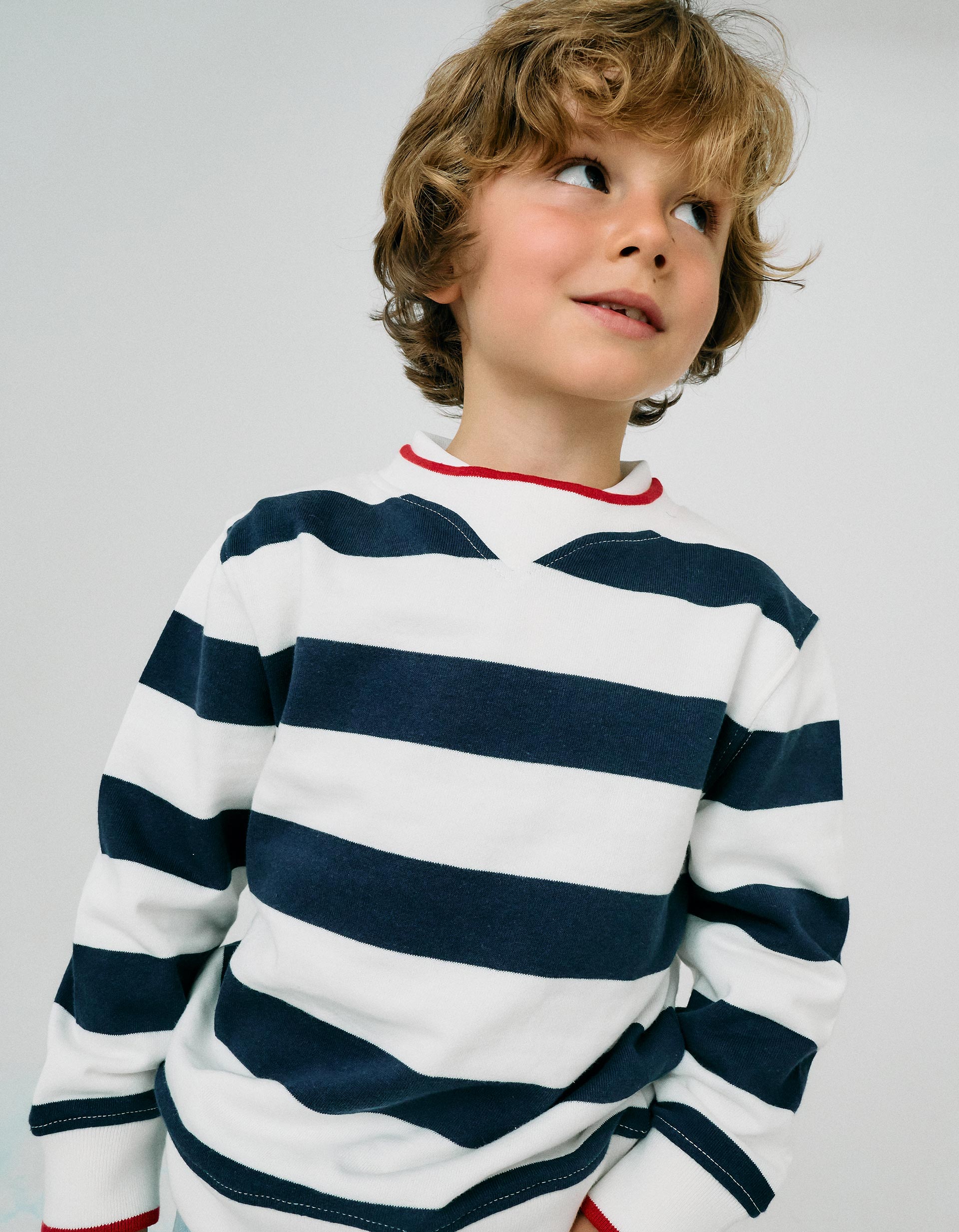 Striped Sweatshirt for boys, Blue/White