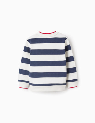 Sweat à Rayures pour Garçon, Bleu/Blanc