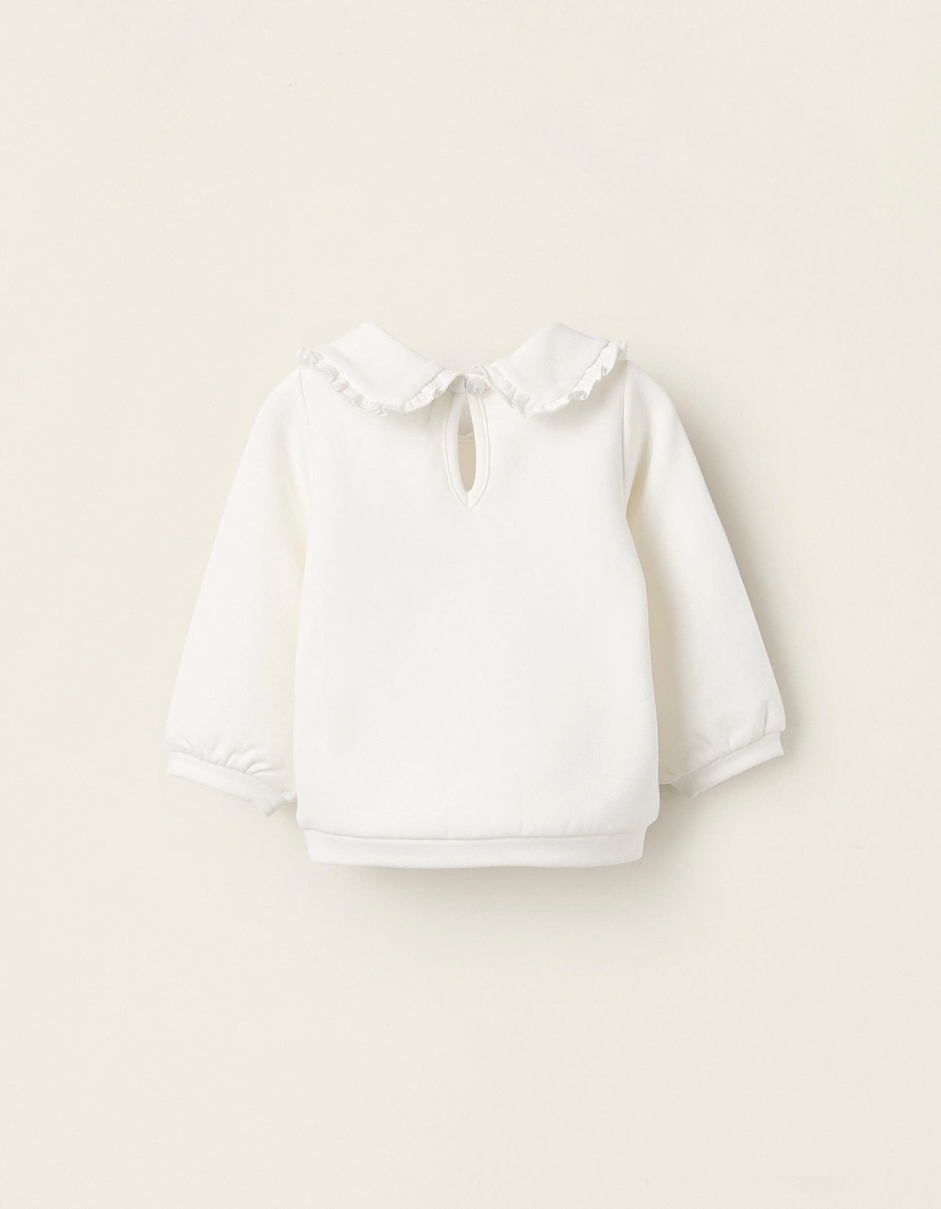 Sweatshirt with Claudine Collar for Baby Girls, White