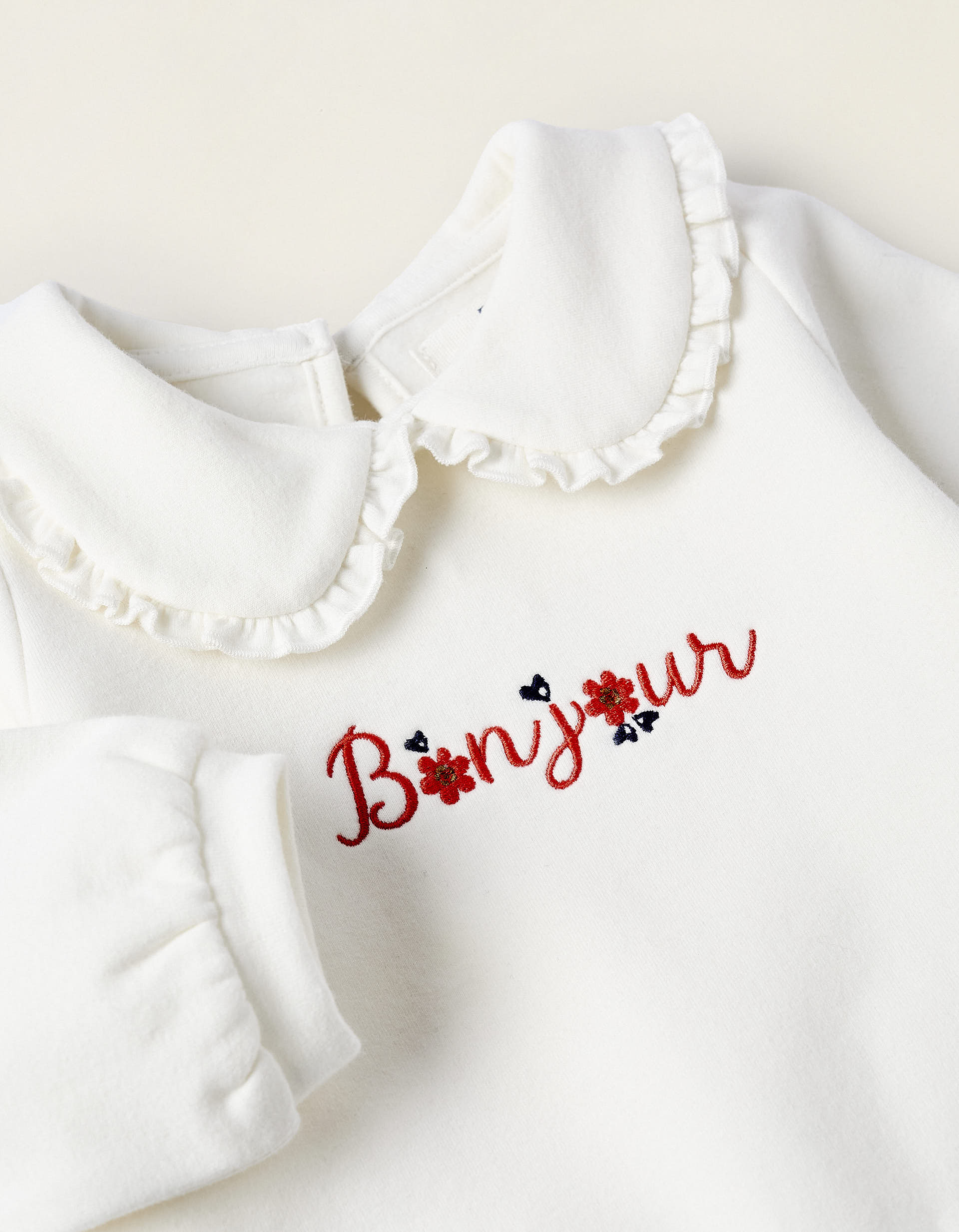 Sweatshirt with Claudine Collar for Baby Girls, White