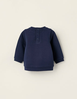 Sudadera Perchada con Bordado para Bebé Niño, Azul Oscuro