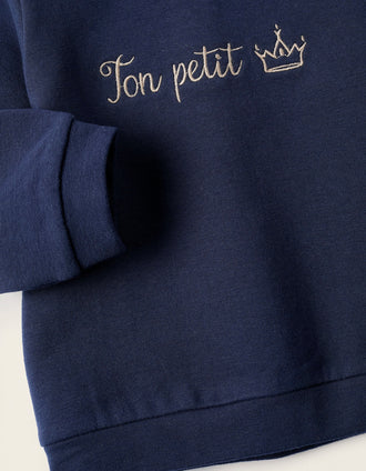 Fleece Sweatshirt with Embroidery for Baby Boys, Dark Blue