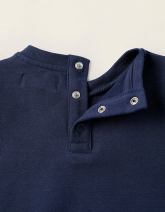 Sudadera Perchada con Bordado para Bebé Niño, Azul Oscuro