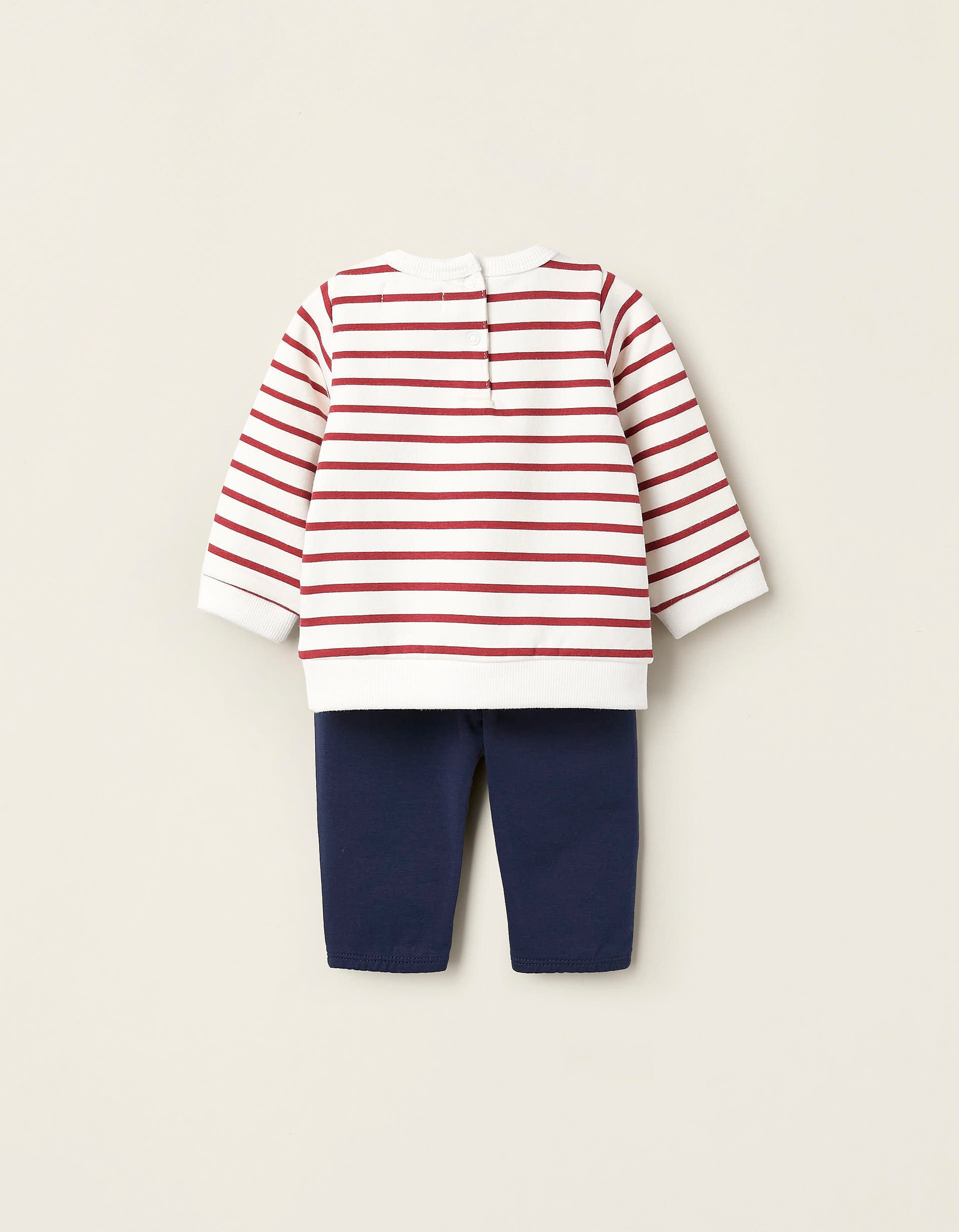 Sweatshirt + Trousers for Baby Boys 'Stripes', White/Blue