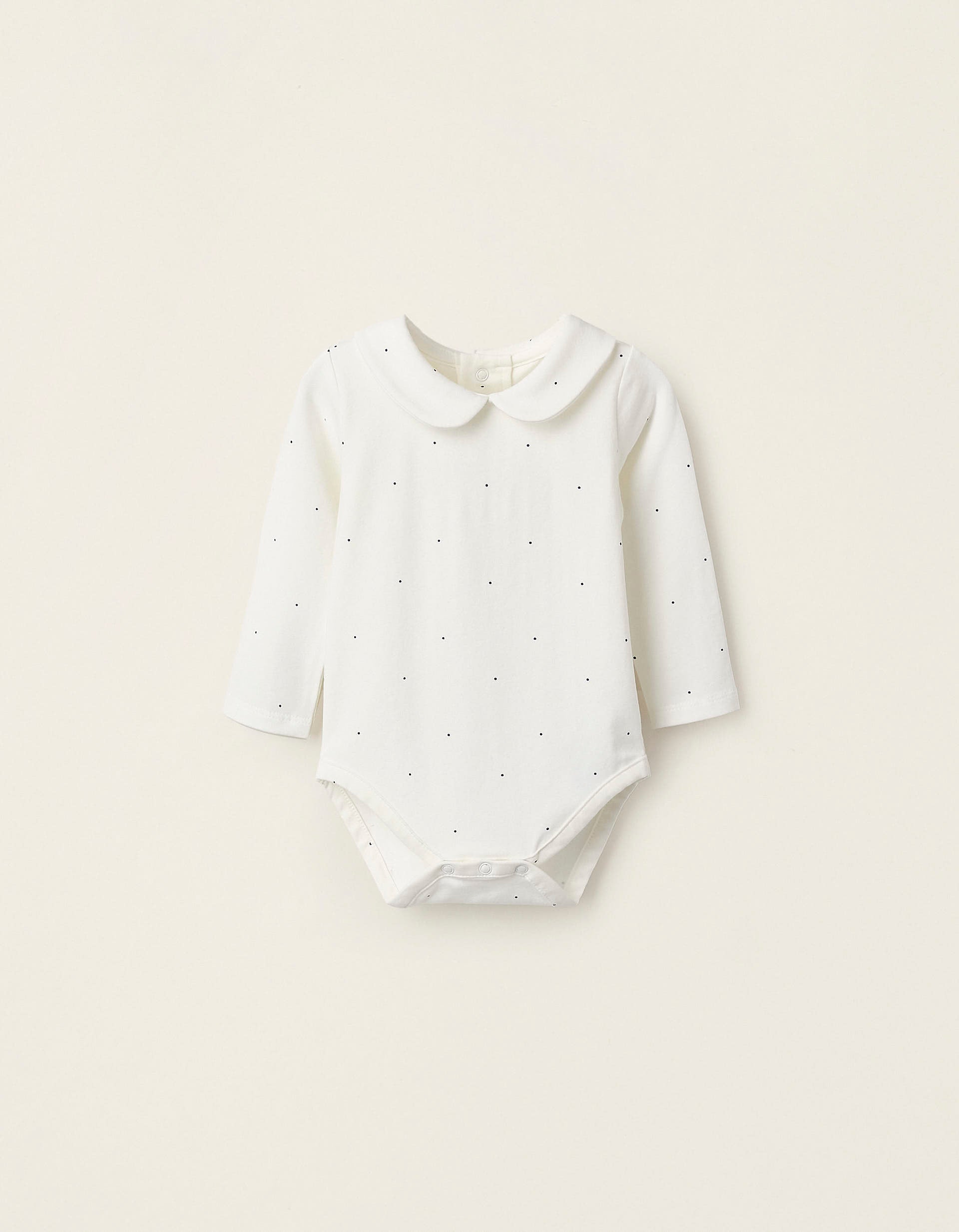 Polka Dot Bodysuit for Newborn Girls, White/Navy Blue