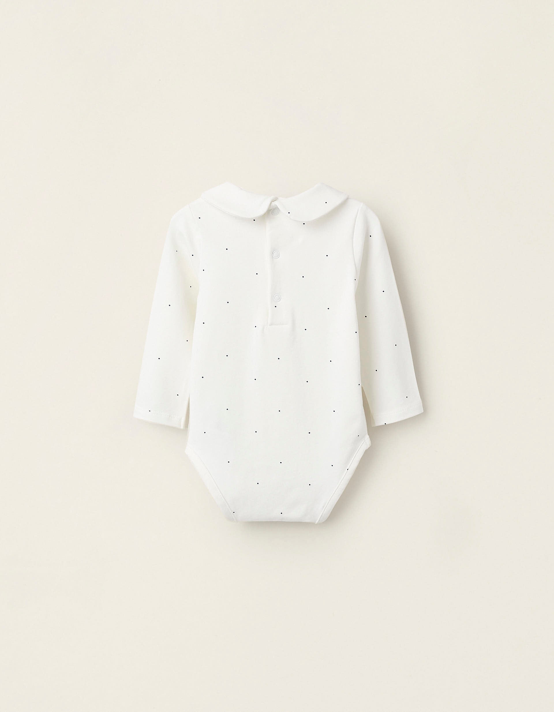 Polka Dot Bodysuit for Newborn Girls, White/Navy Blue