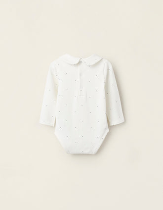 Body à Pois pour Nouveau-Née, Blanc/Bleu Foncé