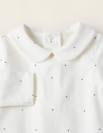 Body à Pois pour Nouveau-Née, Blanc/Bleu Foncé