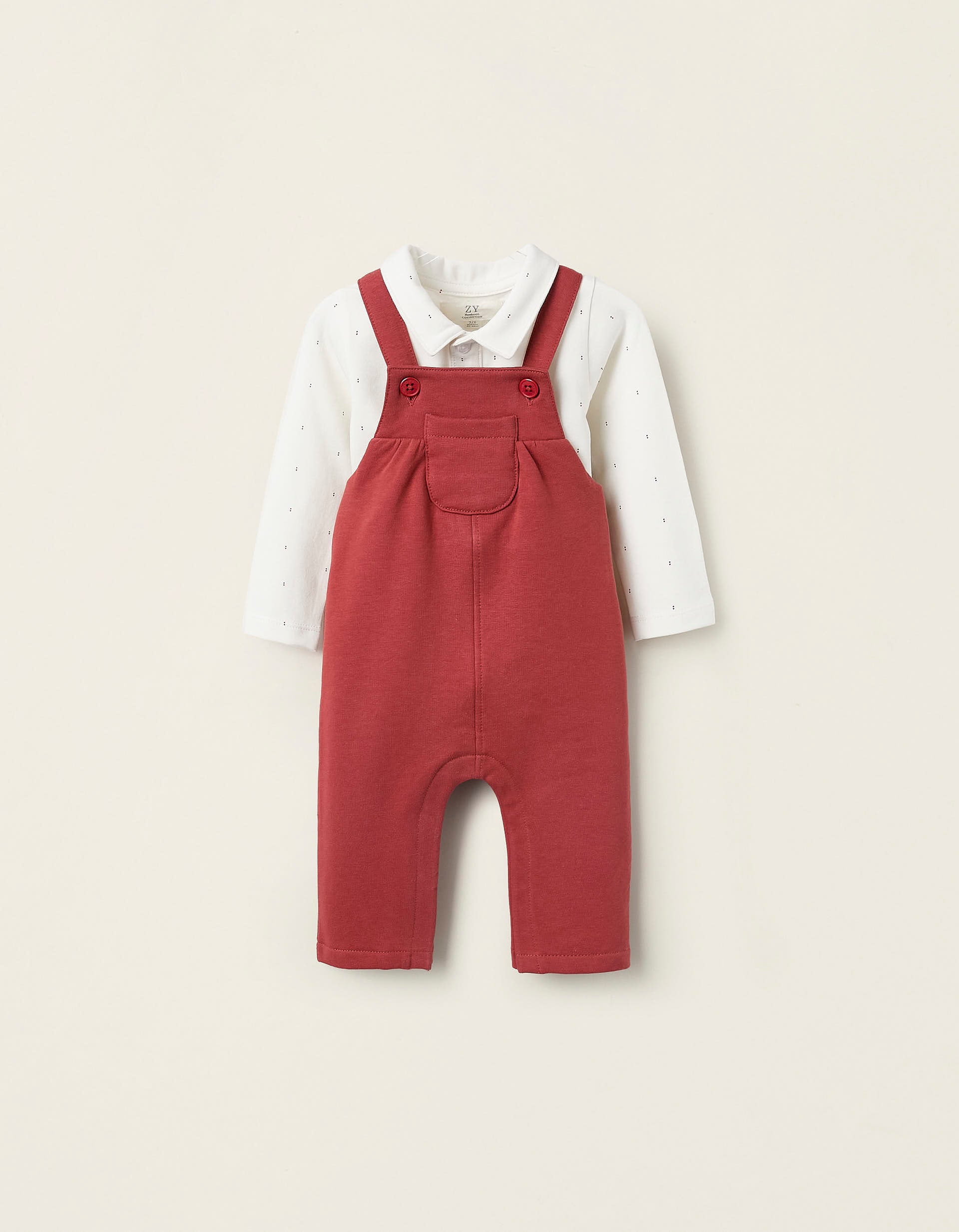 Bodysuit + Jumpsuit for Newborns, White/Orange