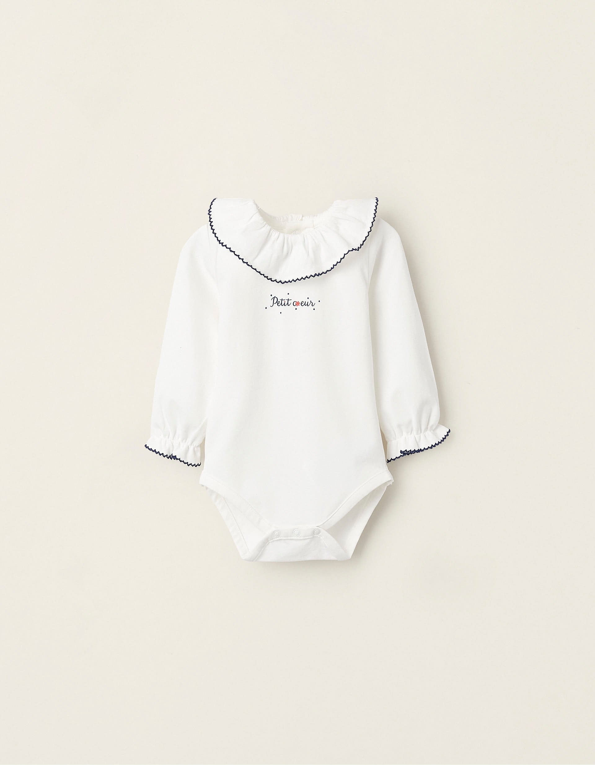 Bodysuit with Ruffles and Lace for Newborn Girls 'Petit Coeur', White