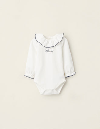 Body avec Volants et Dentelle pour Nouveau-Née 'Petit Cœur', Blanc