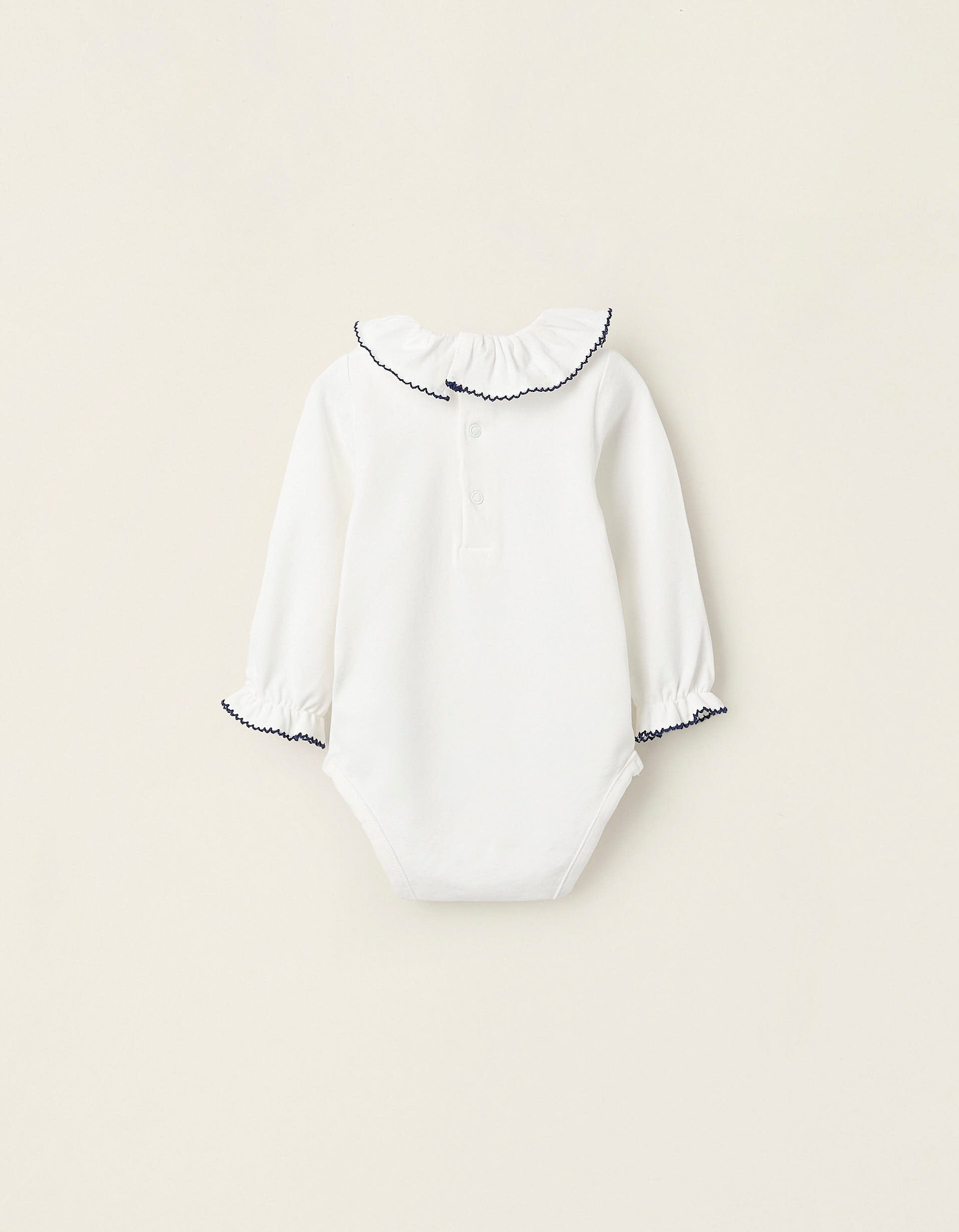 Bodysuit with Ruffles and Lace for Newborn Girls 'Petit Coeur', White