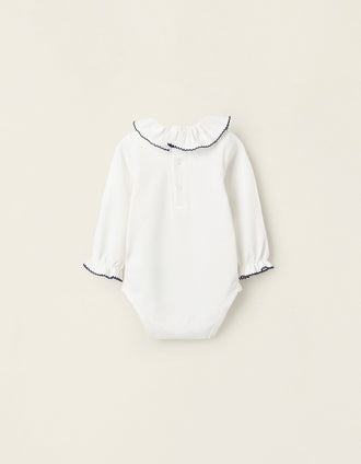 Body avec Volants et Dentelle pour Nouveau-Née 'Petit Cœur', Blanc