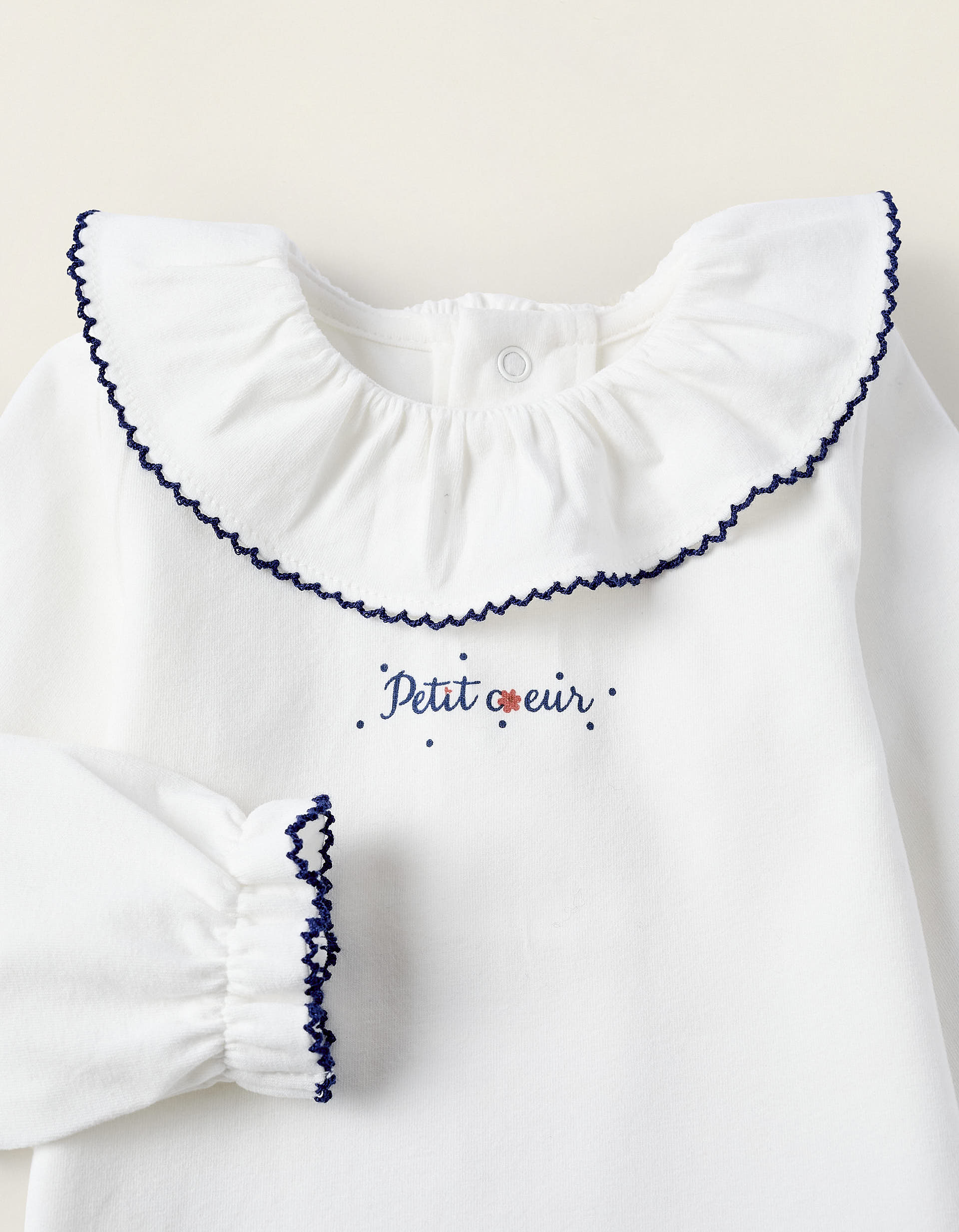 Bodysuit with Ruffles and Lace for Newborn Girls 'Petit Coeur', White