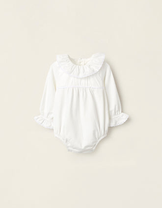Body avec Volants et Dentelle pour Nouveau-Née, Blanc