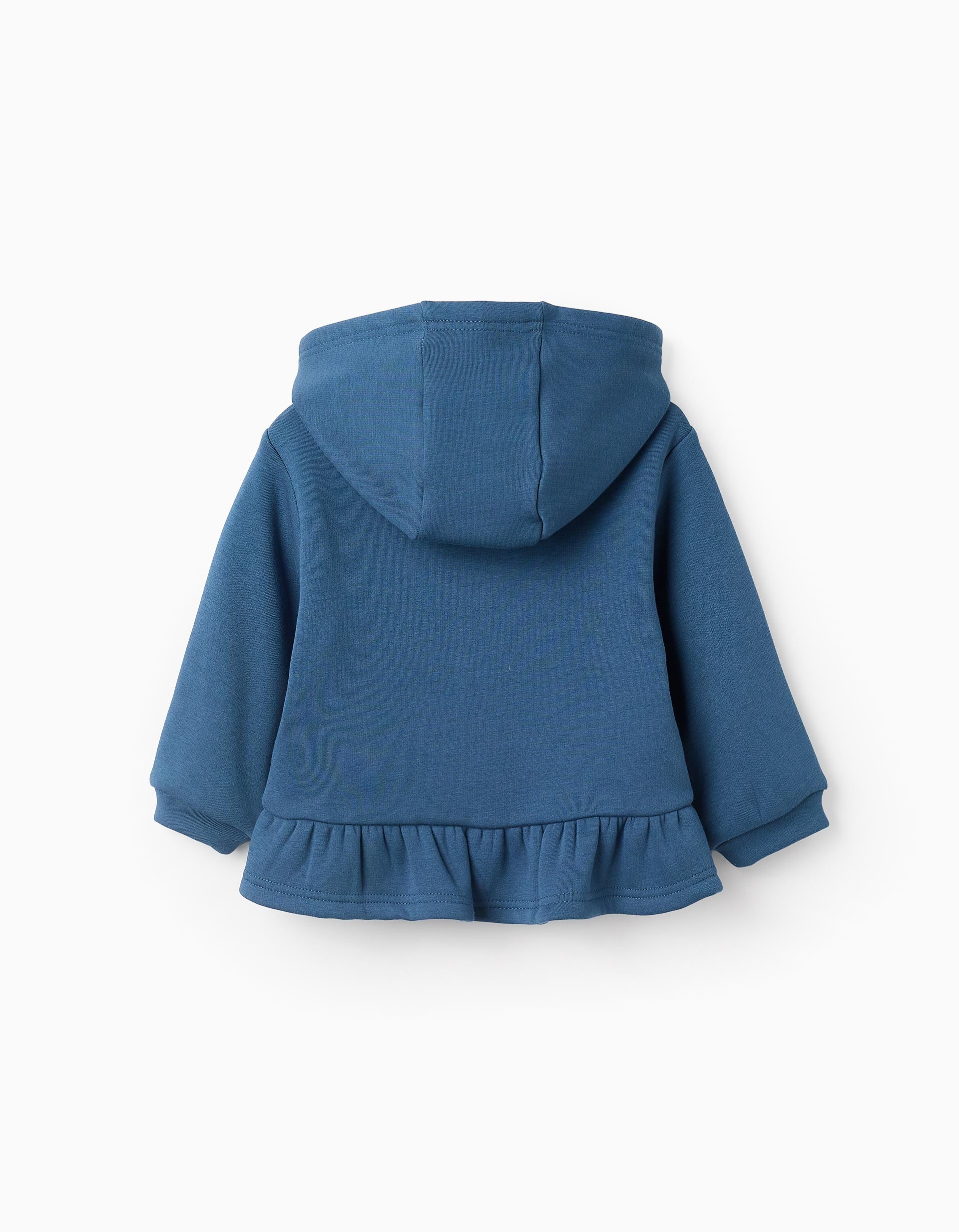 Hooded Jacket in Fleece for Baby Girls 'Flowers', Turquoise