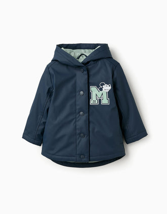 Parka de Goma para Bebé Niño 'Mickey', Azul Oscuro/Verde