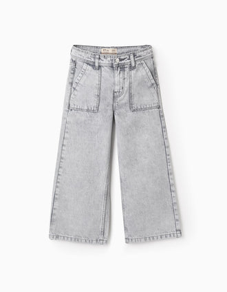 Pantalón Vaquero para Niña 'Wide Leg', Gris