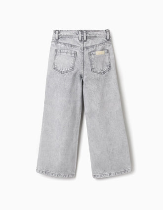 Pantalón Vaquero para Niña 'Wide Leg', Gris