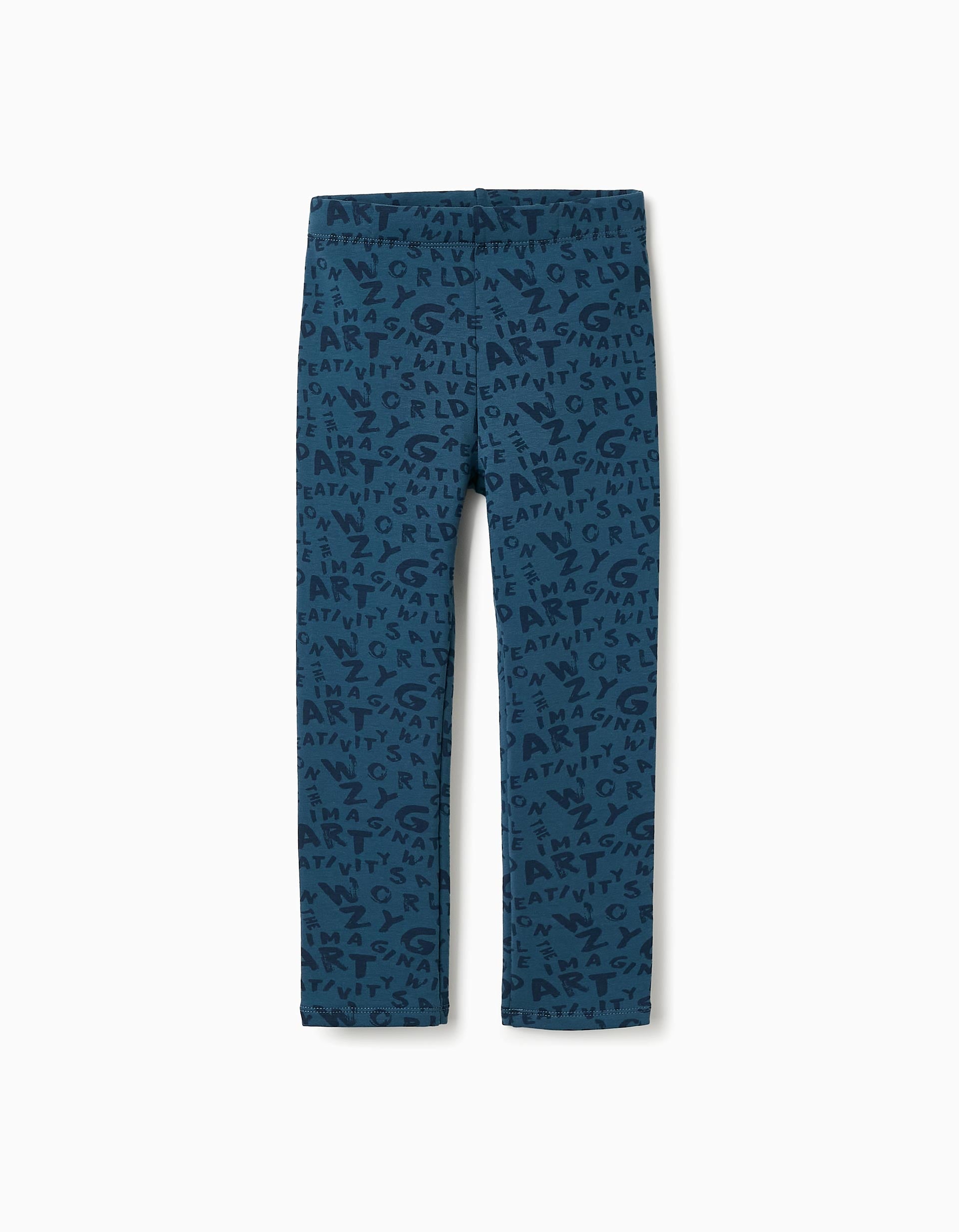 Legging Imprimé Gratté pour Fille, Bleu