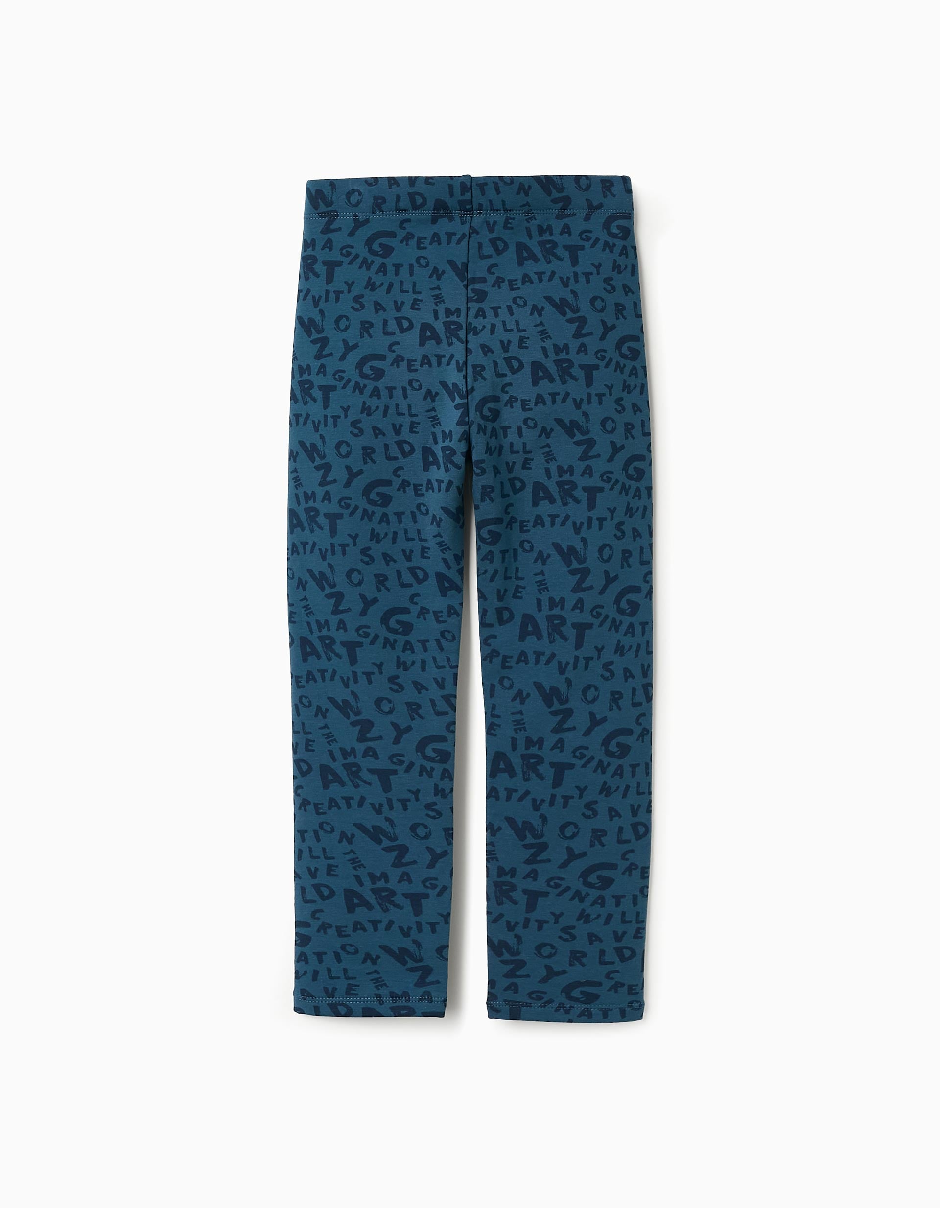 Legging Imprimé Gratté pour Fille, Bleu