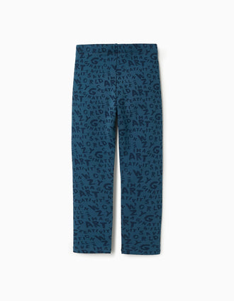 Legging Imprimé Gratté pour Fille, Bleu