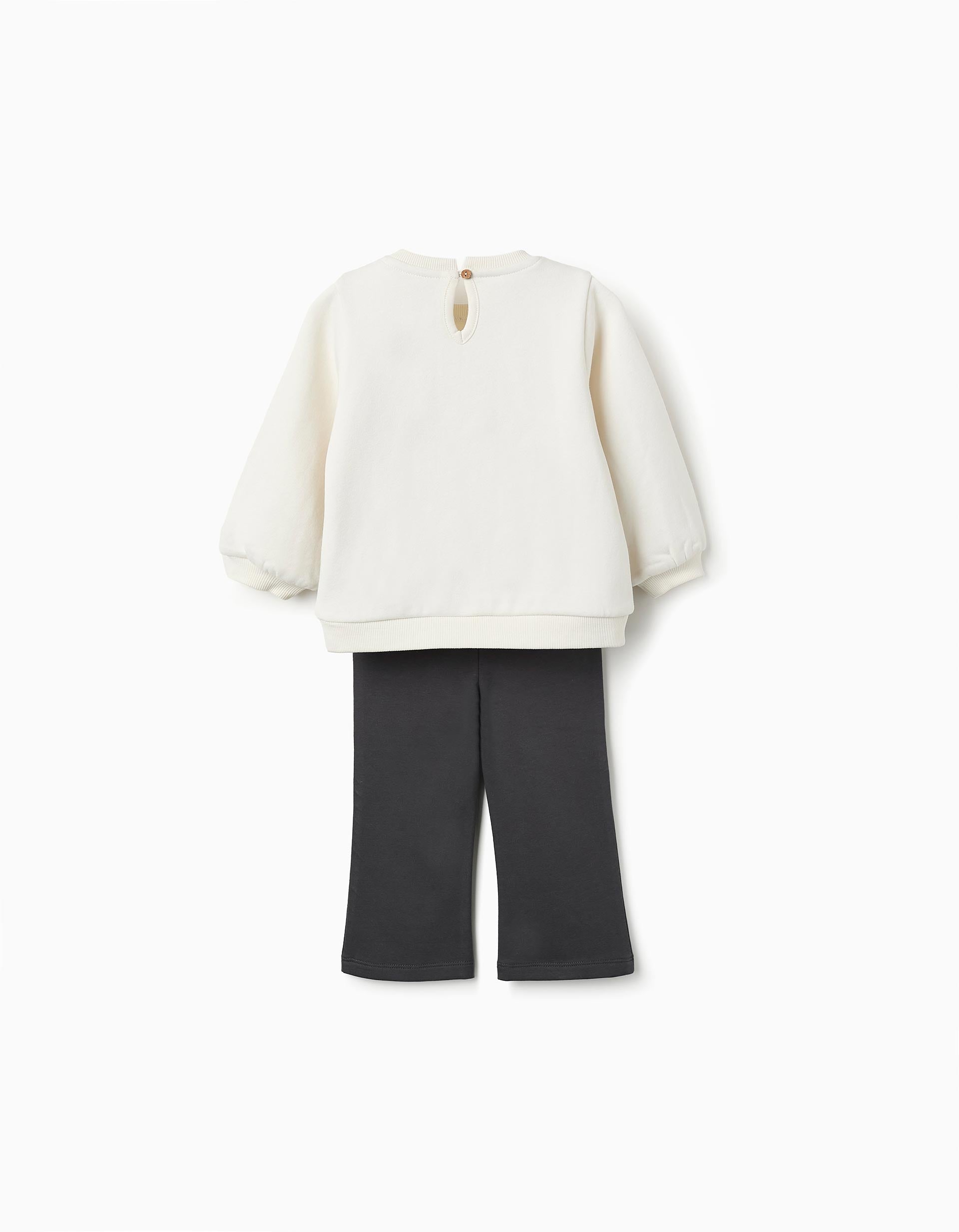 Sweatshirt + Trousers for Baby Girls 'Rainbow', White/Grey Dark