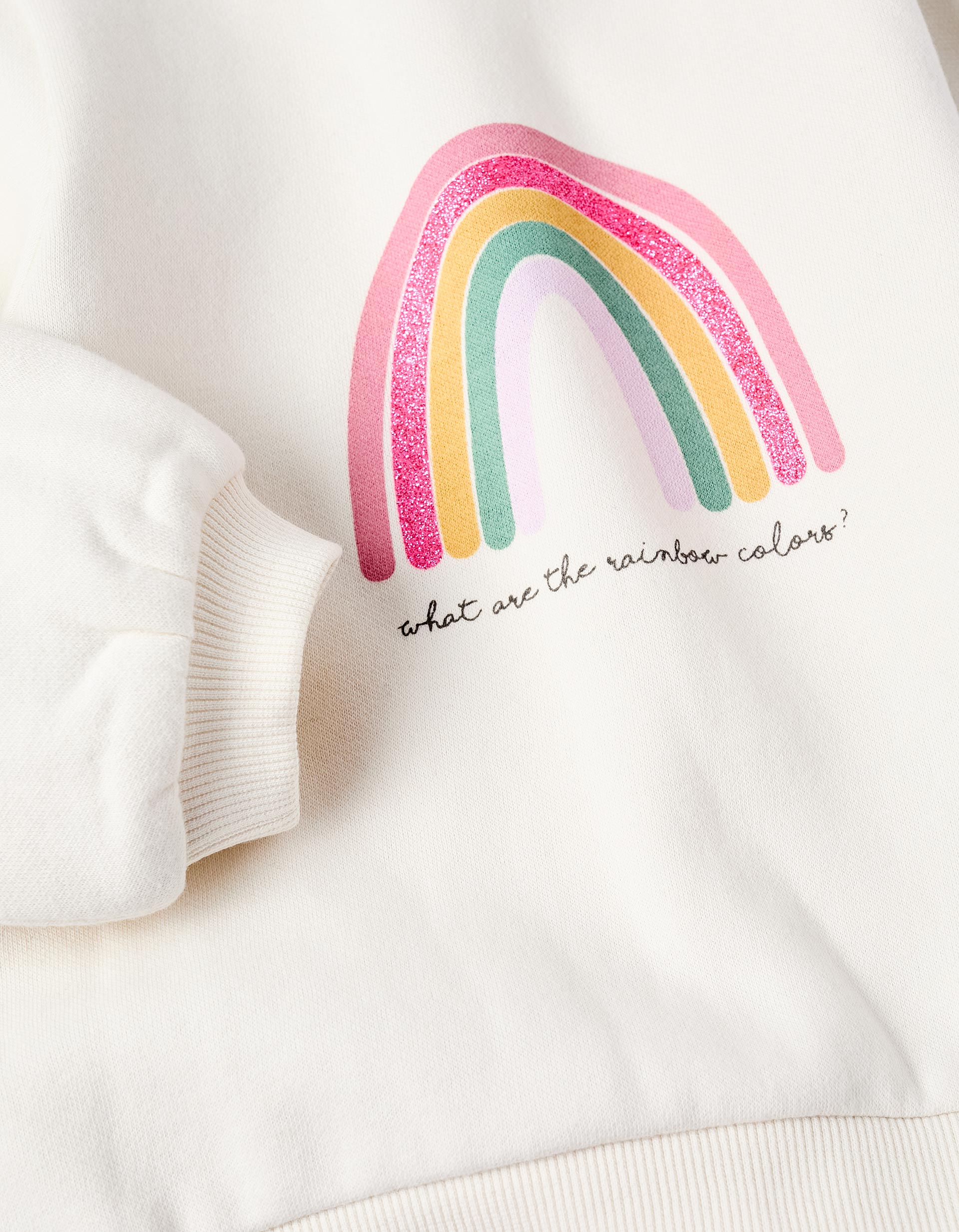 Sweatshirt + Trousers for Baby Girls 'Rainbow', White/Grey Dark