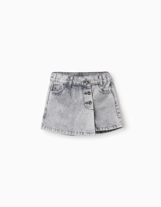 Falda-Pantalón de Mezclilla para Niña, Gris