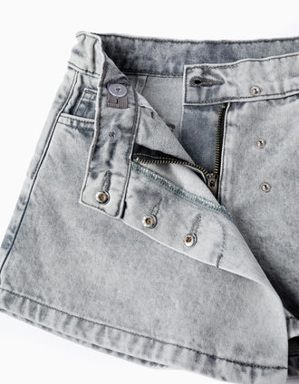 Falda-Pantalón de Mezclilla para Niña, Gris