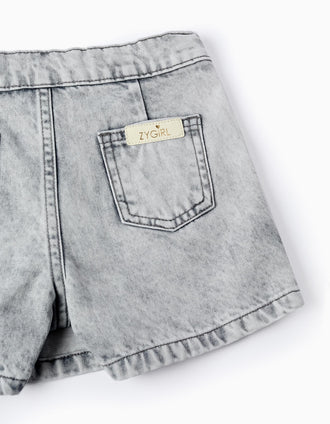 Falda-Pantalón de Mezclilla para Niña, Gris