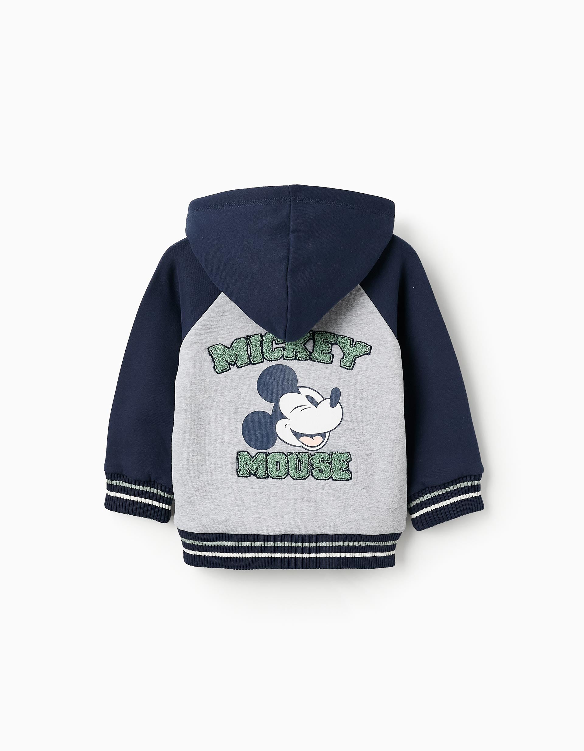 Cotton Hooded Jacket for Baby Boys 'Mickey', Grey/Blue