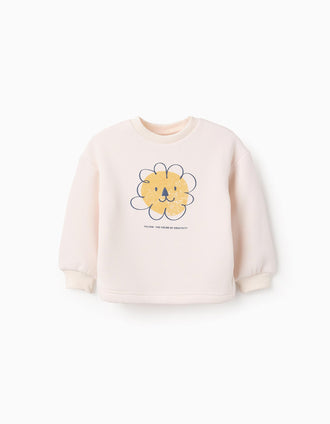 Sudadera Perchada para Bebé Niña 'León', Blanco
