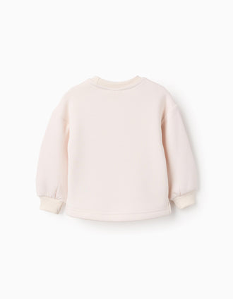 Sudadera Perchada para Bebé Niña 'León', Blanco