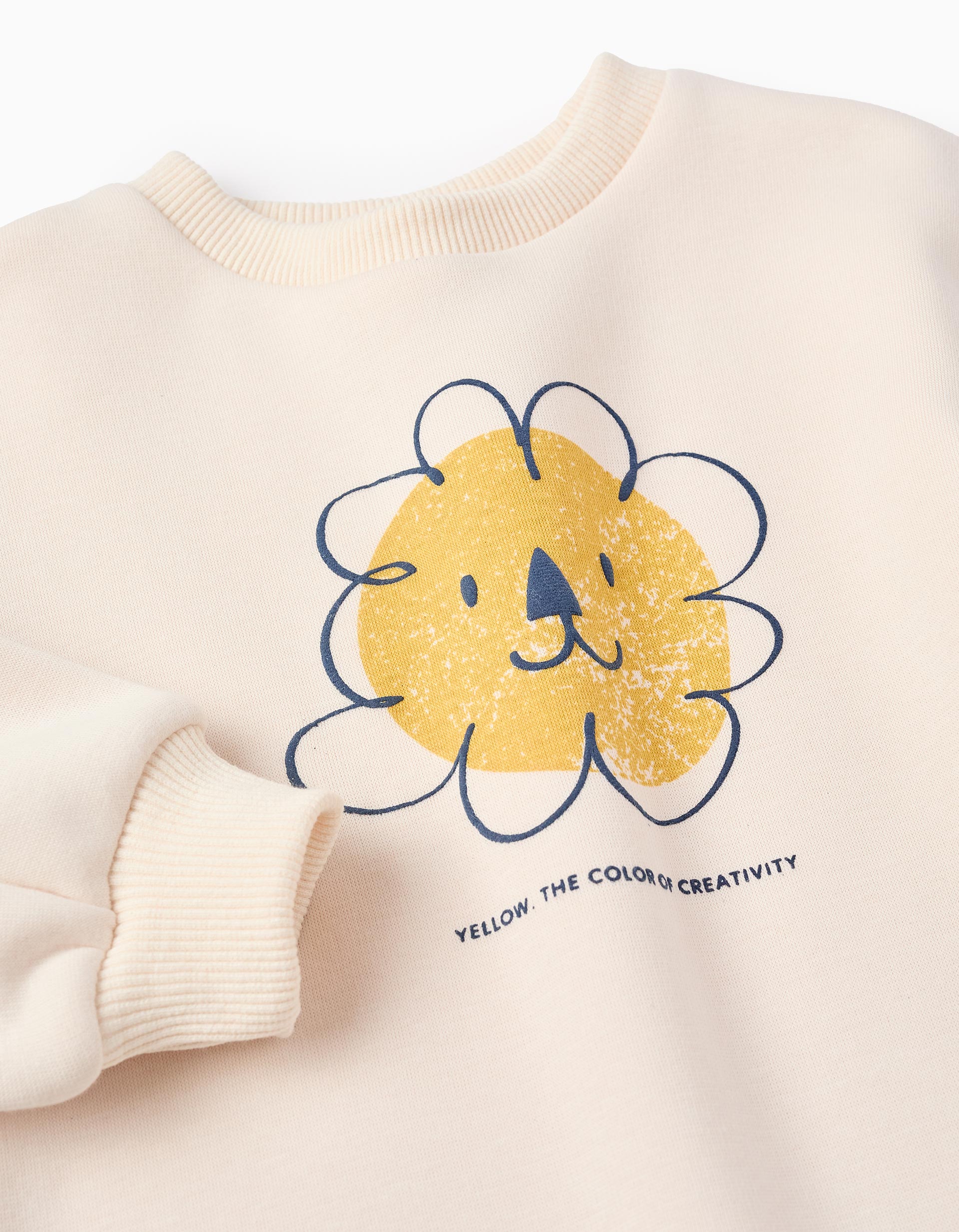 Brushed Sweatshirt for Baby Girls 'Lion', White