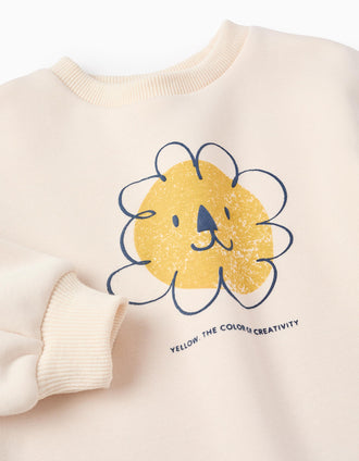 Sudadera Perchada para Bebé Niña 'León', Blanco