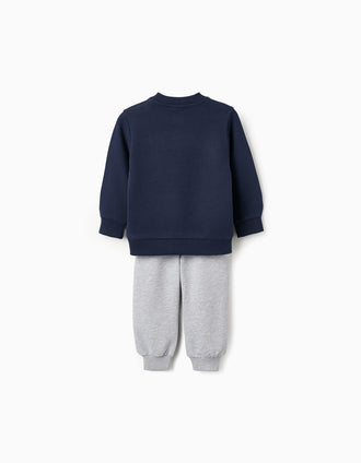 Sweat + Calças de Algodão para Bebé Menino 'Mickey', Azul/Cinza