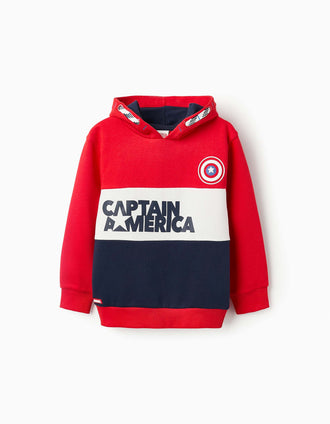 Sweat Gratté avec Capuche pour Garçon 'Captain America', Rouge