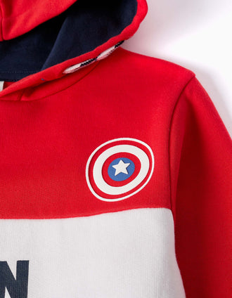 Sweat Gratté avec Capuche pour Garçon 'Captain America', Rouge