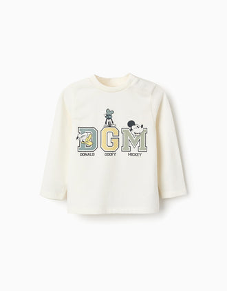 Camiseta de Manga Larga para Bebé Niño 'Mickey & Amigos', Blanco