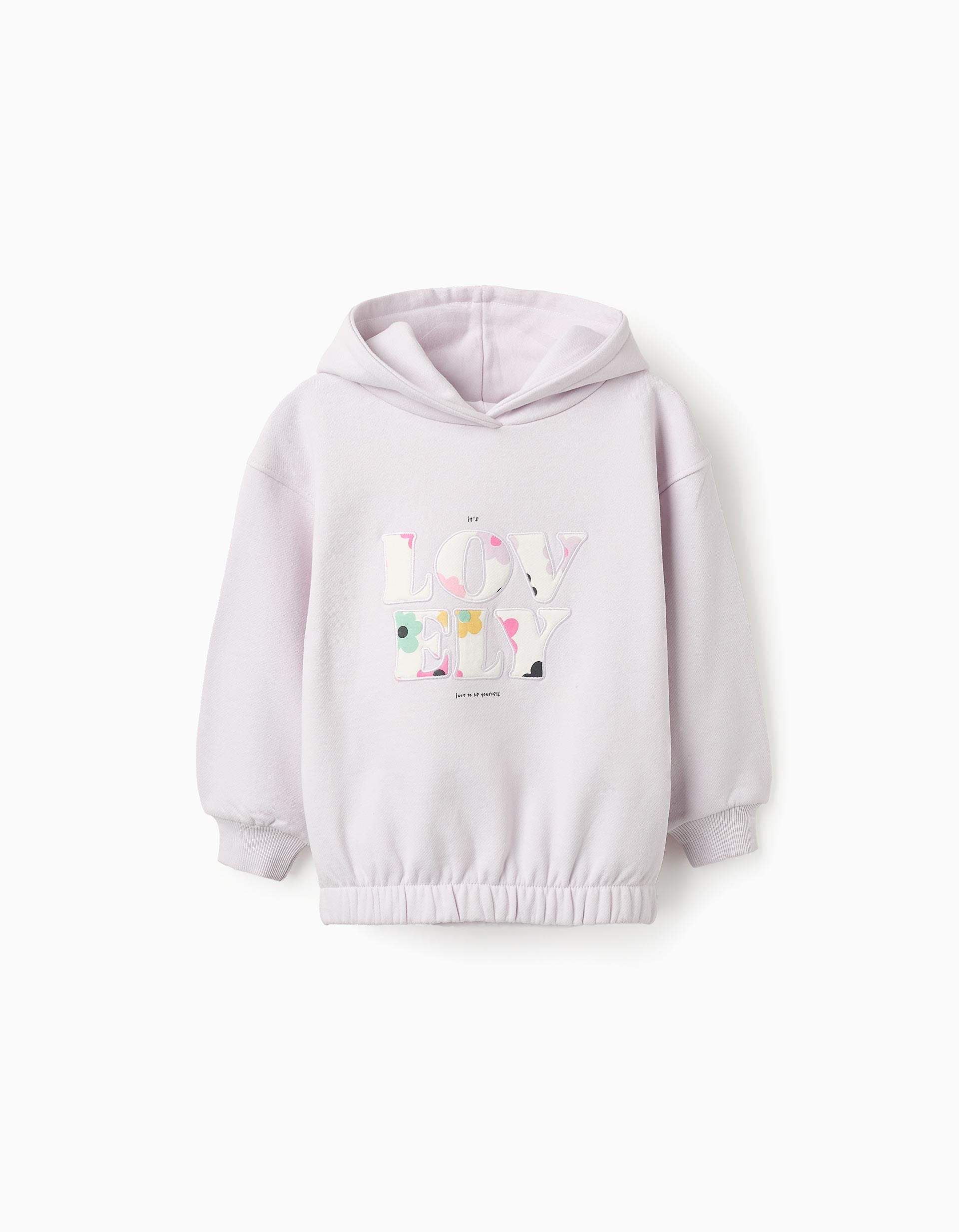 Cotton Hooded Sweatshirt for Girls 'Lovely', Lilac