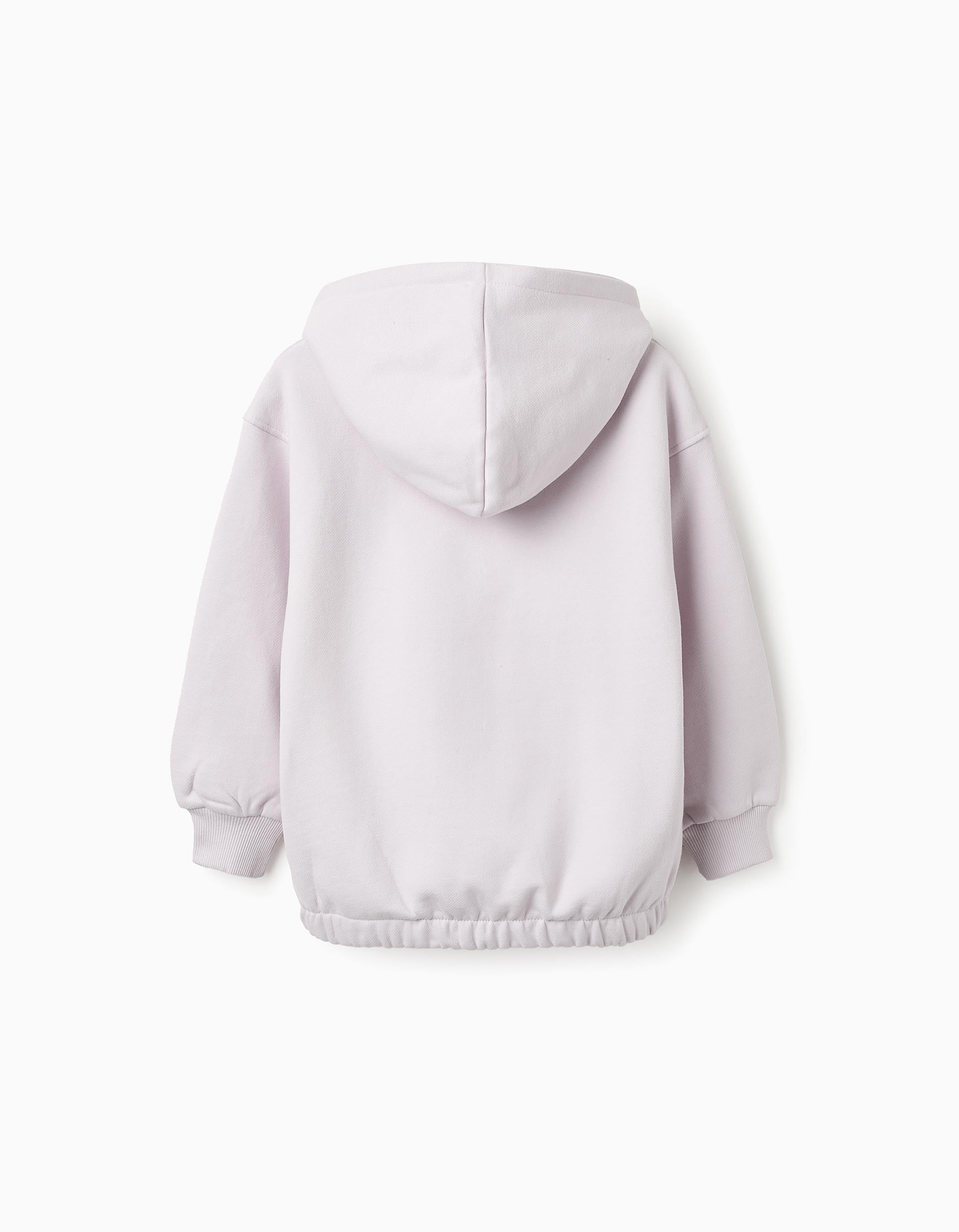 Cotton Hooded Sweatshirt for Girls 'Lovely', Lilac