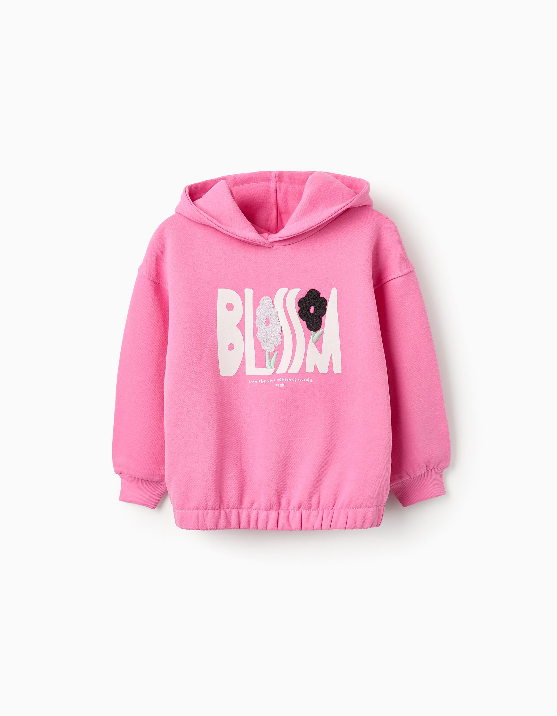 Cotton Hooded Sweatshirt for Girls 'Blossom', Pink