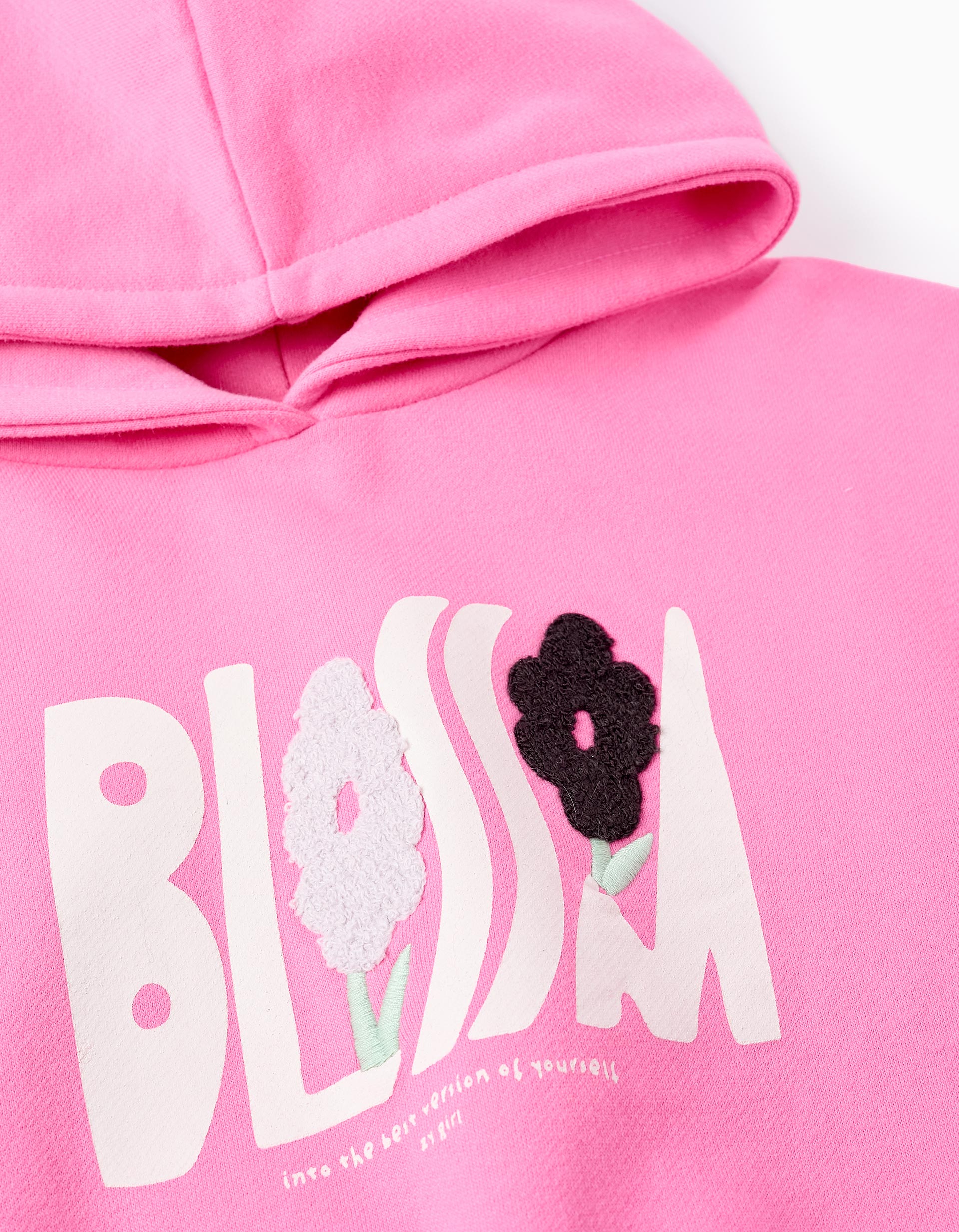 Cotton Hooded Sweatshirt for Girls 'Blossom', Pink