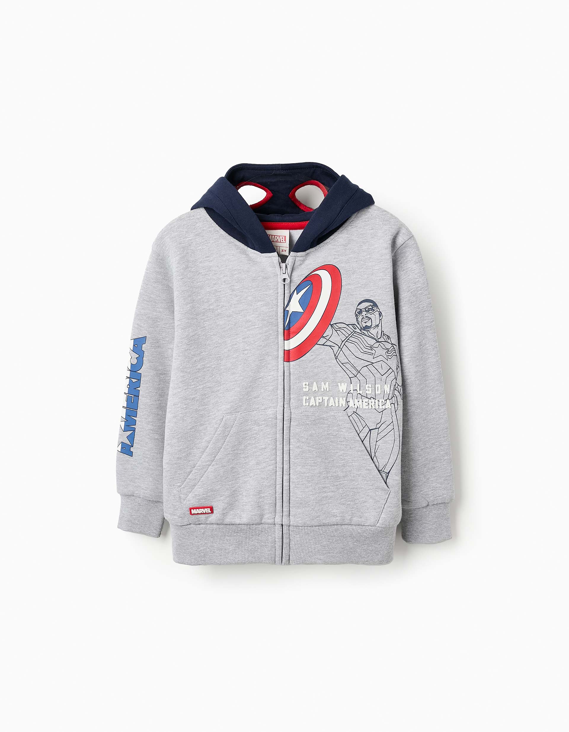 Fleece Hooded Jacket with Mask for Boys 'Captain America', Grey