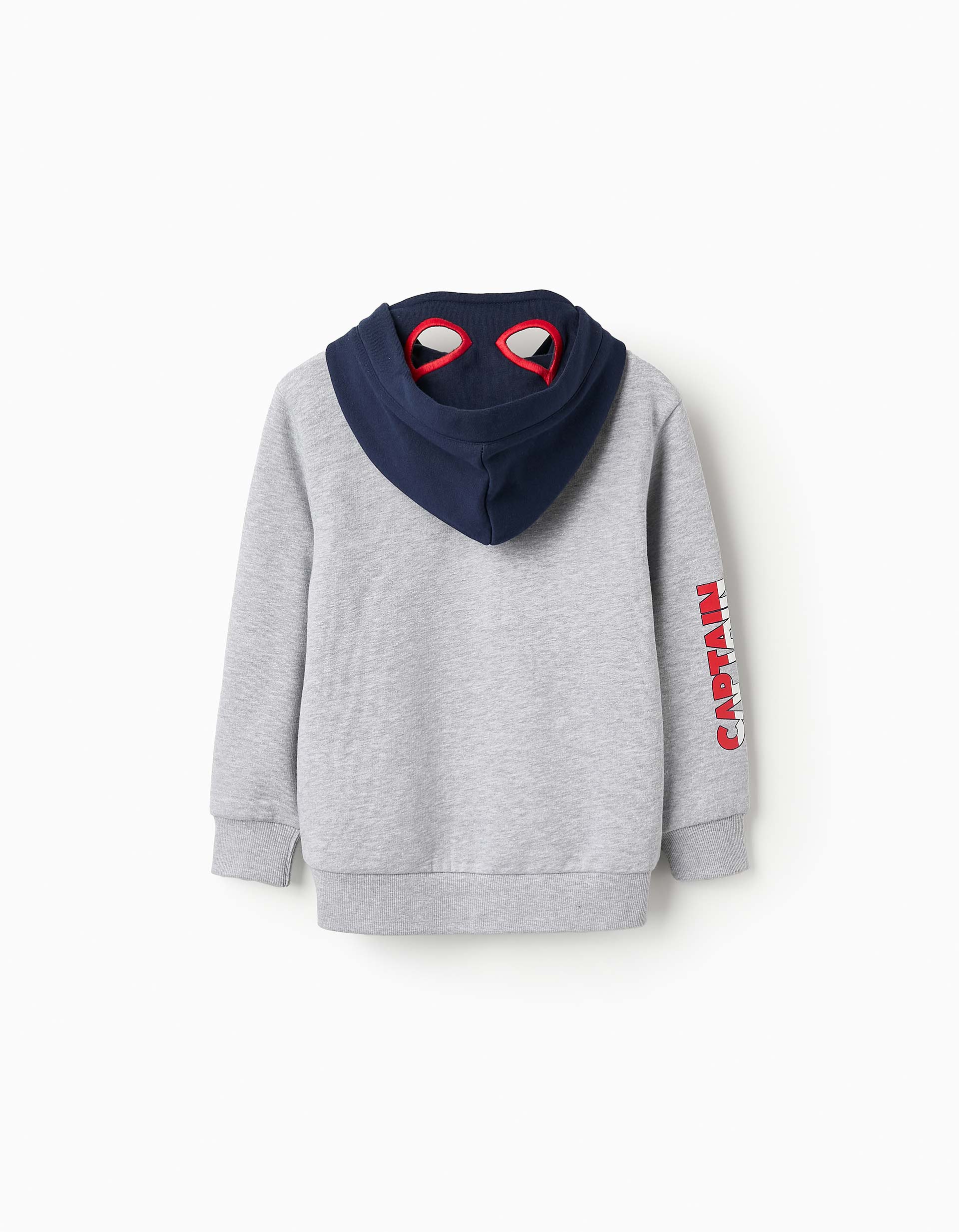 Fleece Hooded Jacket with Mask for Boys 'Captain America', Grey